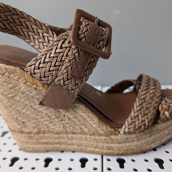 Braided brown platform espadrille sandals size 7 - Picture 5 of 7